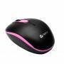 MOUSE OPTICO INALÁMBRICO TE5030, 1000 DPI, 2 BOTONES, SCROLL, NEGRO/ROSADO